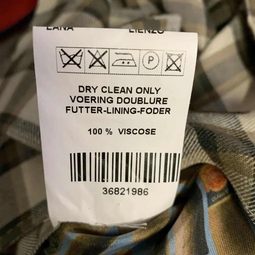 KLEIN EPSTEIN & PARKER Chest Size M Tan Olive Plaid Wool Blend See Through Coat